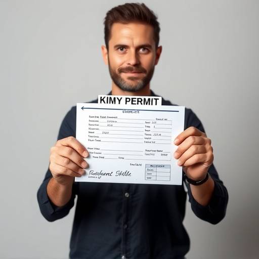 Drehgenehmigungen Image: Ein Mann hält ein Drehgenehmigungspapier in der Hand