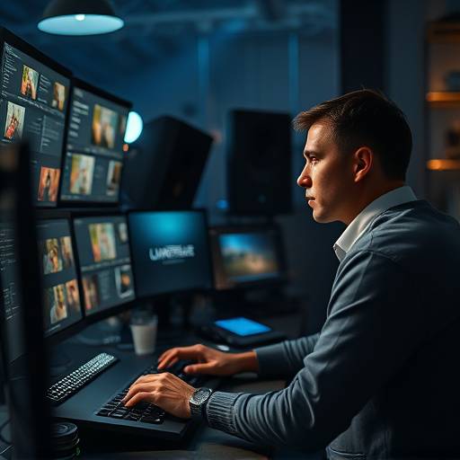 Post Production Image: Ein Cutter arbeitet an einem Schnittplatz